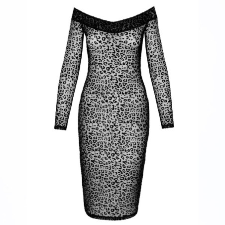 Black Leopard Openwork Dress - Dresses