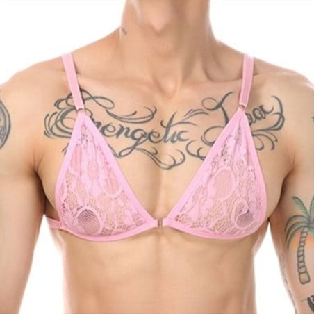 Soutien-Gorge Dentelle Aleria Rose - Soutiens-gorge sexy pour travestis