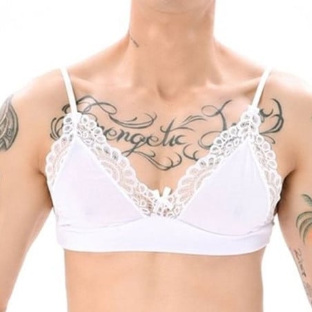 Soutien-Gorge Lace Border Blanc - Soutiens-gorge sexy pour travestis