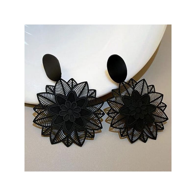 Boucle d'oreille à clips Flocons noirs - Boucles d'oreilles à clips