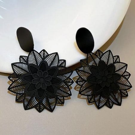 Boucle d'oreille à clips Flocons noirs - Boucles d'oreilles à clips Boucle d'oreille à clips Flocons noirs - Boucles d'oreilles à clips