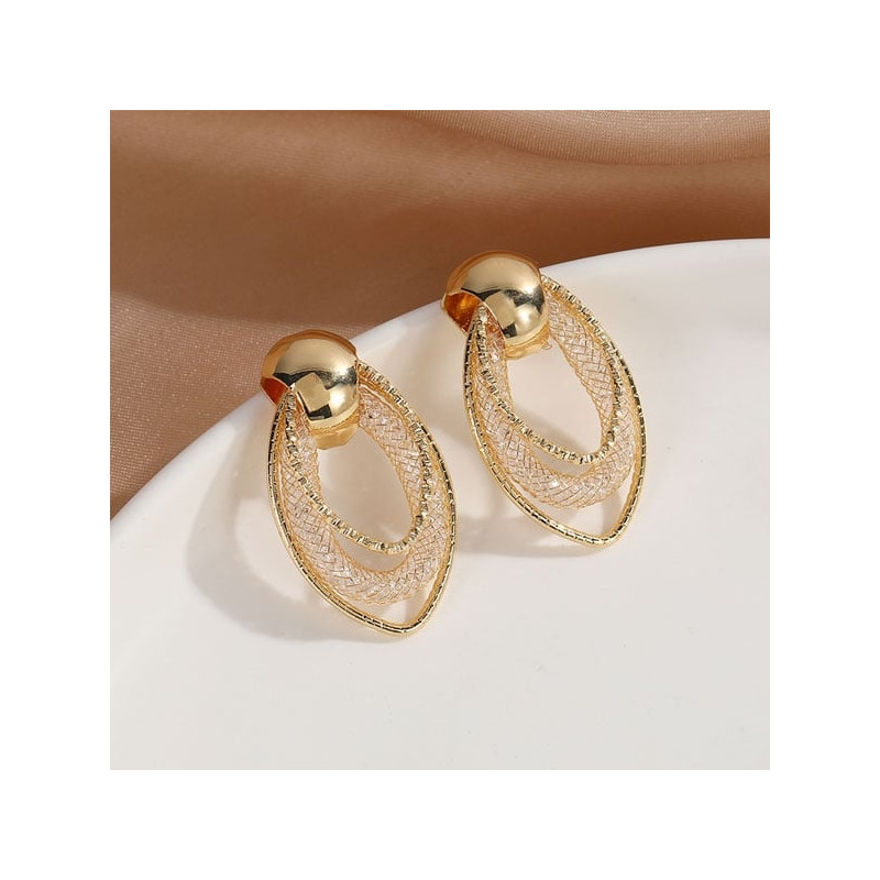 Boucles d'oreilles clips Navettes dorées - Boucles d'oreilles à clips