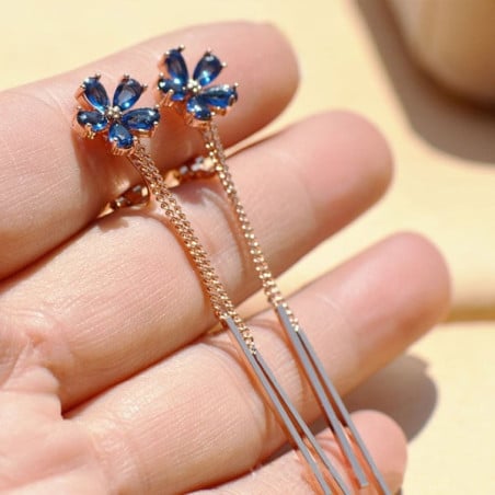 Blue Flower Clip On Earrings - Clip earrings