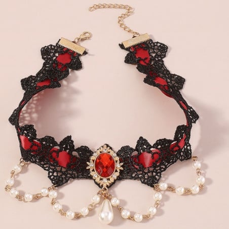 Collier gothique rouge - Colliers pour travestis