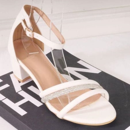 Sandales blanches petits talons - Sandales grandes tailles pour travestis