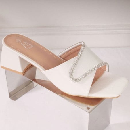 White and silver mules - Large mules for cross-dressers