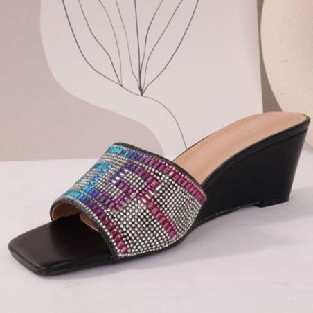 Glittery mules - Large mules for cross-dressers