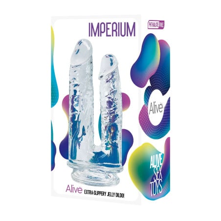Godemichet ventouse double Jelly Imperium - Double godes pour travestis Godemichet ventouse double Jelly Imperium - Double godes pour travestis