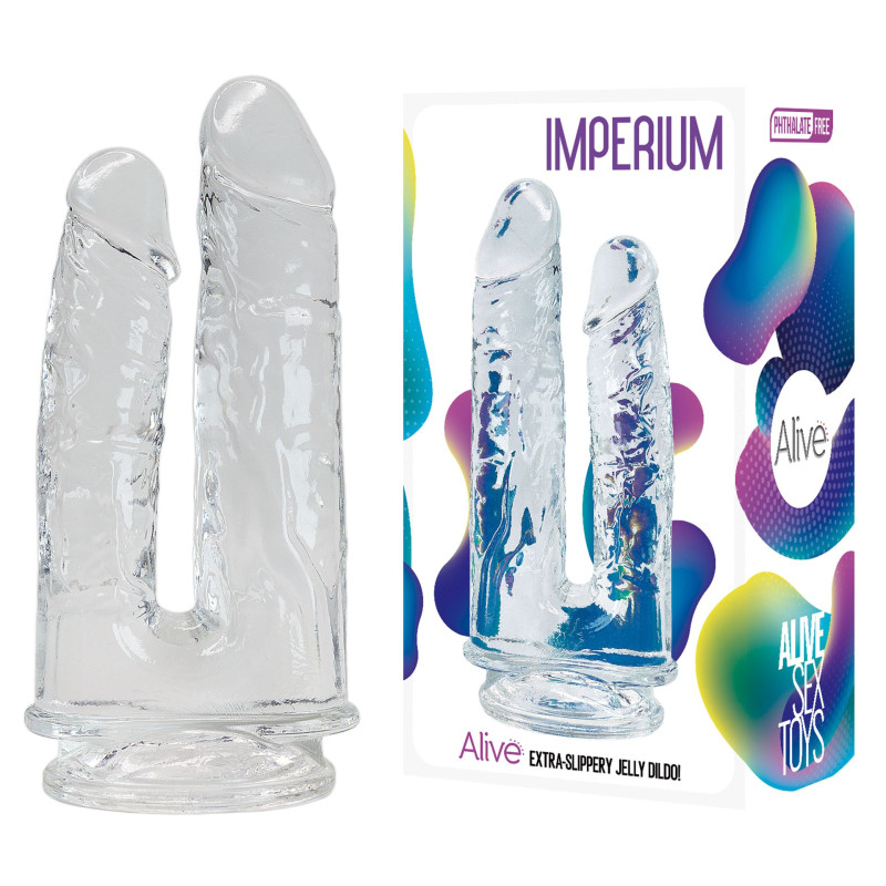 Godemichet double suction cup Jelly - Double dildos for cross-dressers
