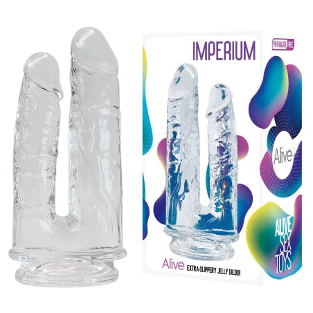 Godemichet double suction cup Jelly - Double godes pour travestis