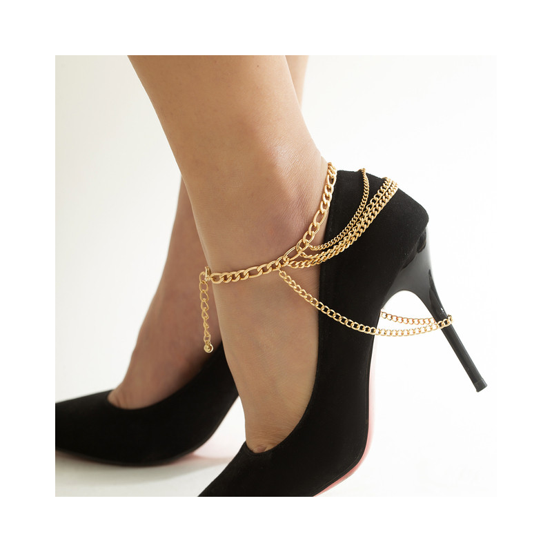 Chevillière dorée pour escarpins - Bijoux de chevilles pour travestis