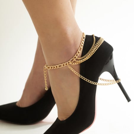 Golden ankle strap for pumps - Bijoux de chevilles pour travestis