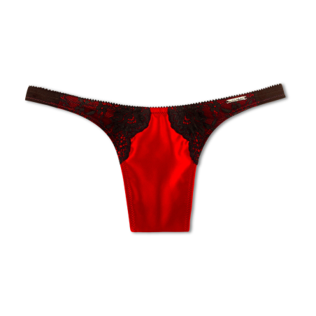 Devotion Satin Tucking Thong Thorn Red - Tucking