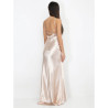 Long satin dress with cowl neck - Doré - Dresses Long satin dress with cowl neck - Doré - Dresses
