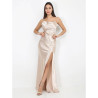 Long satin dress with cowl neck - Doré - Dresses