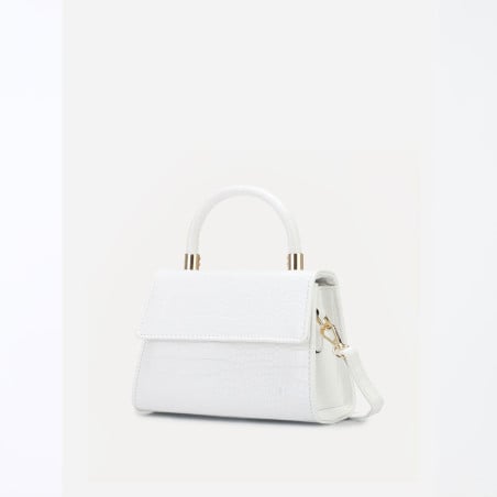 Crocodile-effect patent handbag with flap - bags
