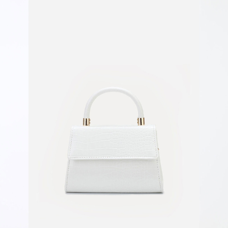 Crocodile-effect patent handbag with flap - bags