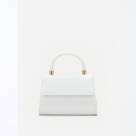 Crocodile-effect patent handbag with flap - bags