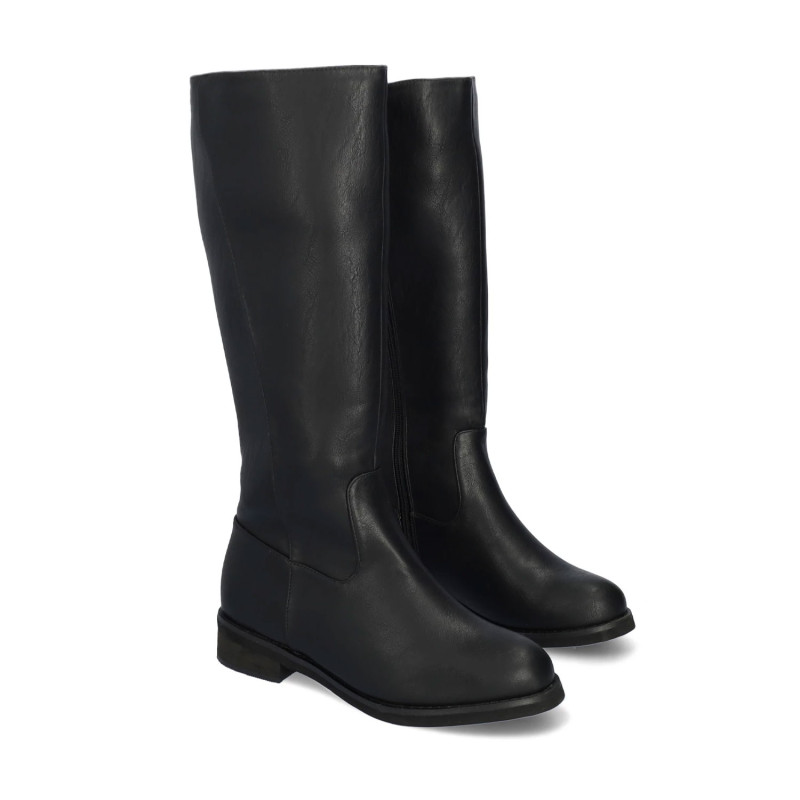 flat black long boots