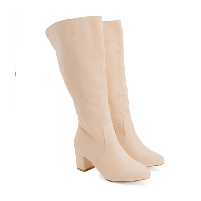 Low cream boots - Large boots for cross-dressers