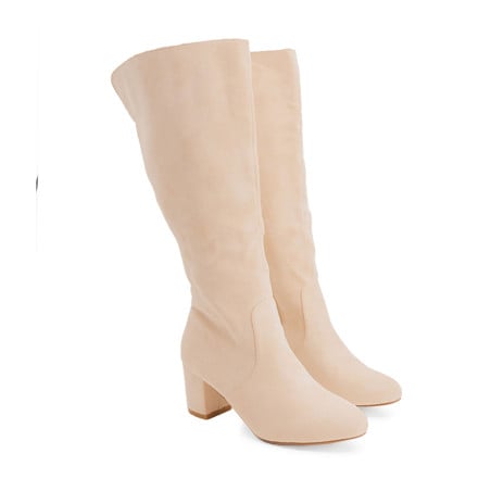 Low cream boots - Bottes grandes tailles pour travestis