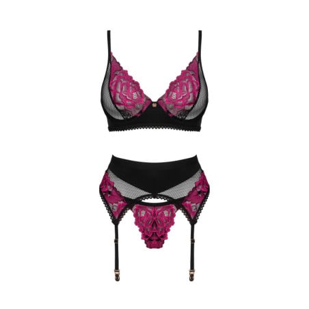 Ensemble 3 pièces Rosenty - Ensemble lingerie sexy pour travestis Ensemble 3 pièces Rosenty - Ensemble lingerie sexy pour travestis