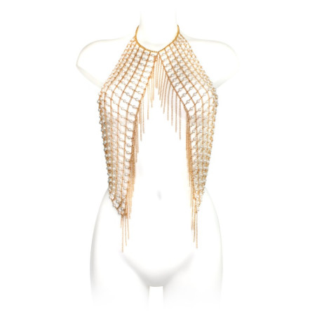 Bijou de poitrine perles blanches - Bijoux de corps pour travestis Bijou de poitrine perles blanches - Bijoux de corps pour travestis