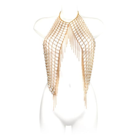 Chest jewel white pearls - Body Jewellery