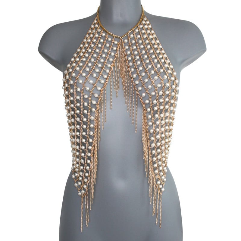 White Beaded Body Chain - Body Jewellery