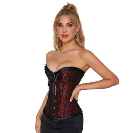 Corset élégant rouge et noir - Corsets pour travestis