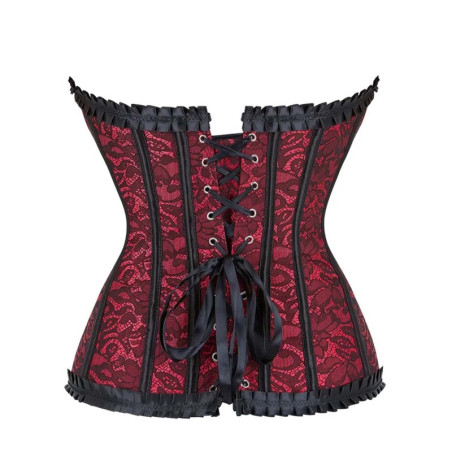 Corset élégant rouge et noir - Corsets pour travestis