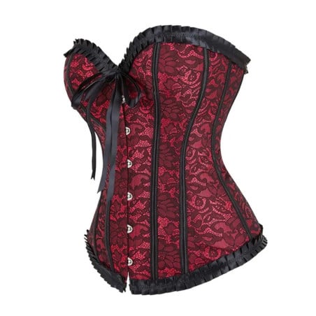 Corset élégant rouge et noir - Corsets pour travestis