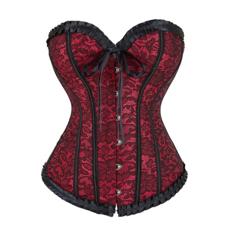 Corset élégant rouge et noir - Corsets pour travestis