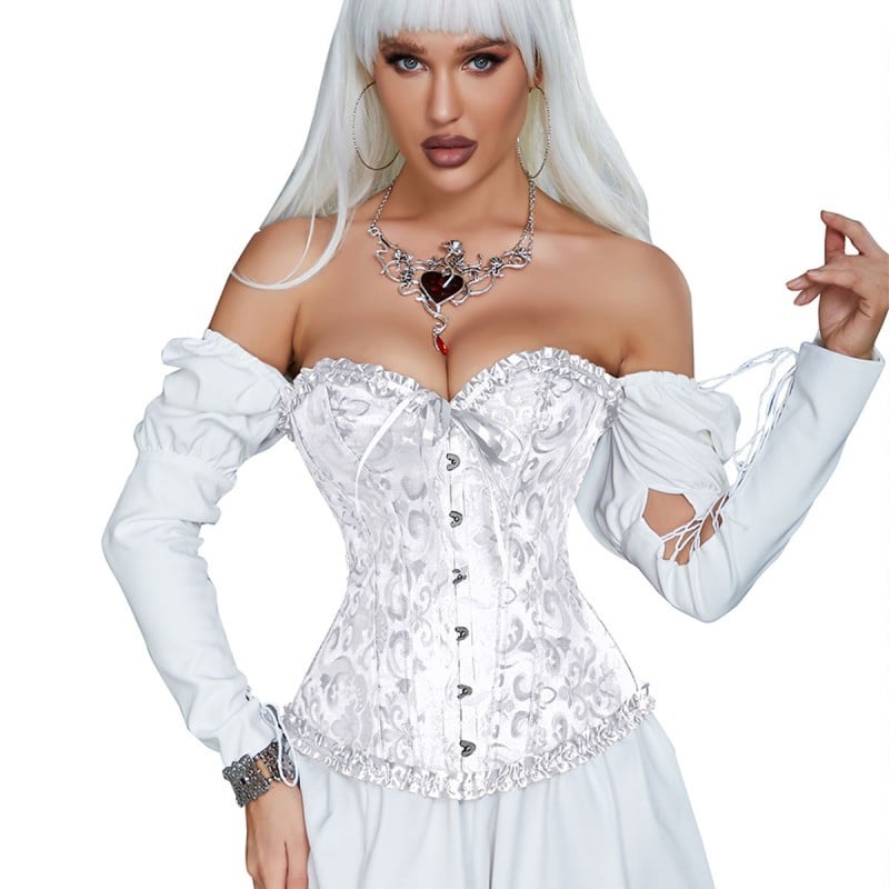 White embroidered corset - Corsets for cross-dressers