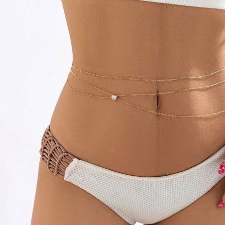 Bijou de ventre dorée avec coeur - Bijoux de corps pour travestis Bijou de ventre dorée avec coeur - Bijoux de corps pour travestis