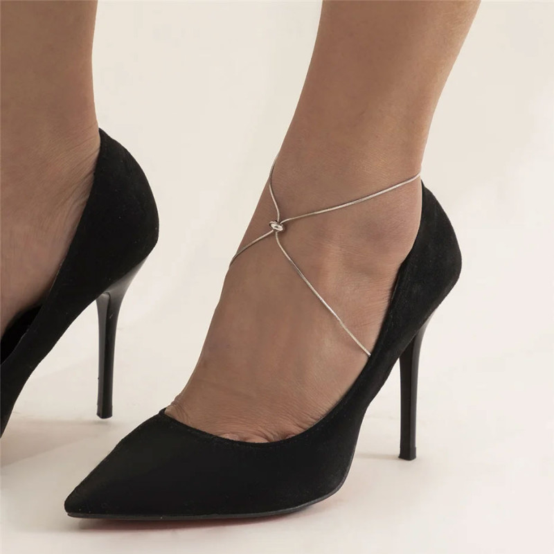 Silver-plated cross-ankle - Ankle jewelry for transvestites