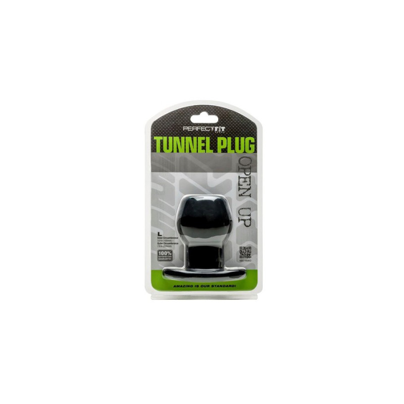 Anal plug tunnel Silicone Black Large 7.6 x 6.2 cm - Plugs anals tunnel for cross-dressers