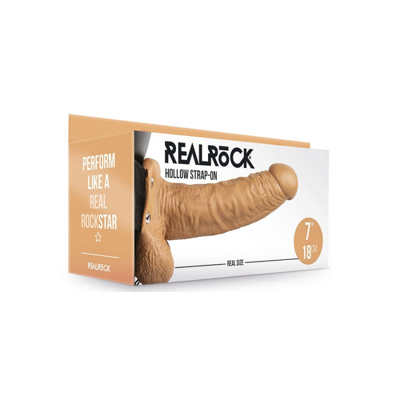 Gode ceinture creux Hollow Strap On RealRock 18 x 4.5cm - Belt dildos for cross-dressers