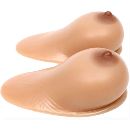 Faux seins adhésifs D en forme de poire tétons bruns - Faux seins adhésifs pour travesti