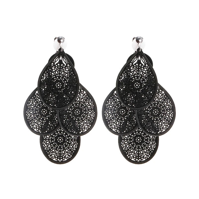 Boucles d'oreilles à clips noires gothiques - Boucles d'oreilles à clips