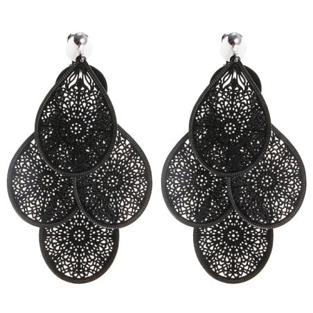 Boucles d'oreilles à clips noires gothiques - Boucles d'oreilles à clips