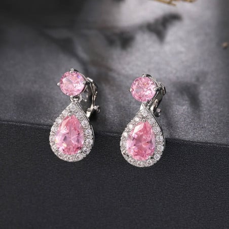 Earrings with pink clips - Clip earrings