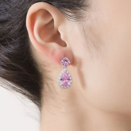 Earrings with pink clips - Clip earrings