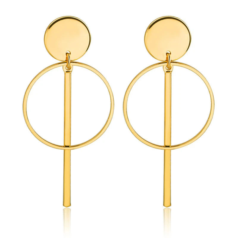 Earrings with geometric gold clips - Clip earrings
