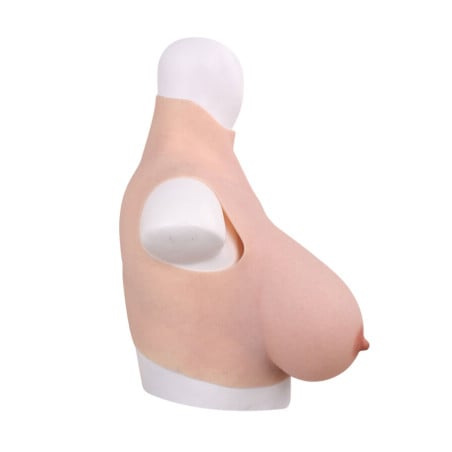 Buste seins réalistes coton col haut - Bustes silicone pour travesti