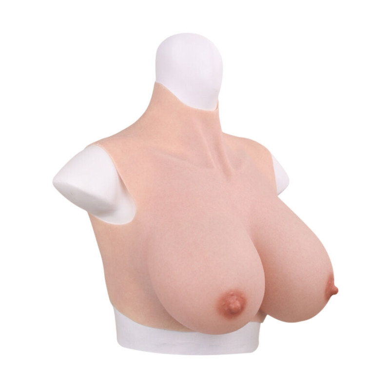 Bust realistic breasts cotton high collar - Silicone breast combinations for cross-dressers