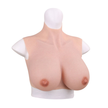 Bust realistic breasts cotton high collar - Silicone breast combinations
