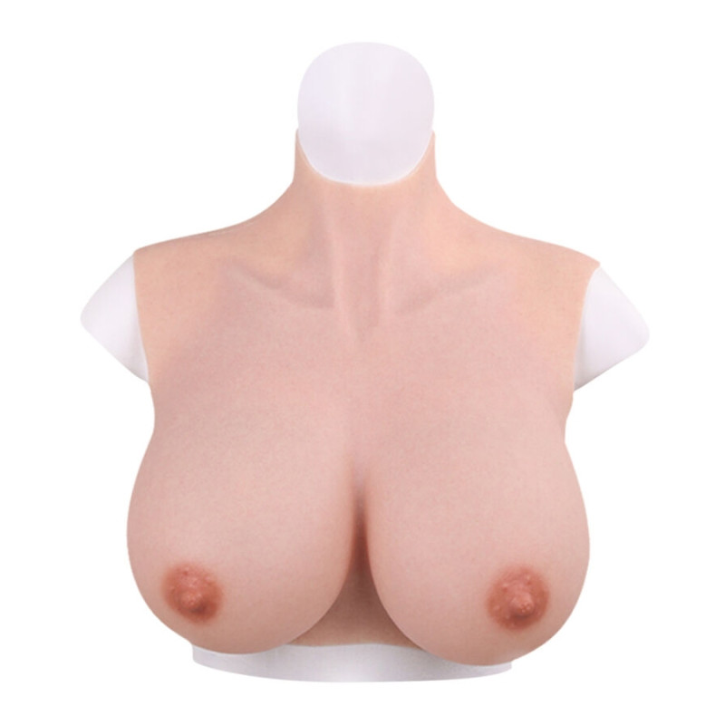 Bust realistic breasts cotton high collar - Silicone breast combinations for cross-dressers