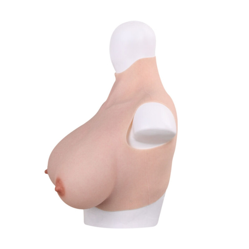 Buste seins réalistes coton col haut - Bustes silicone pour travesti