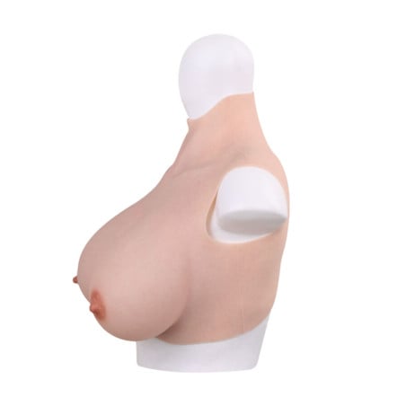 Bust realistic breasts cotton high collar - Silicone breast combinations